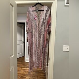 Vince Camuto Metallic Zigzag Kimono NWT